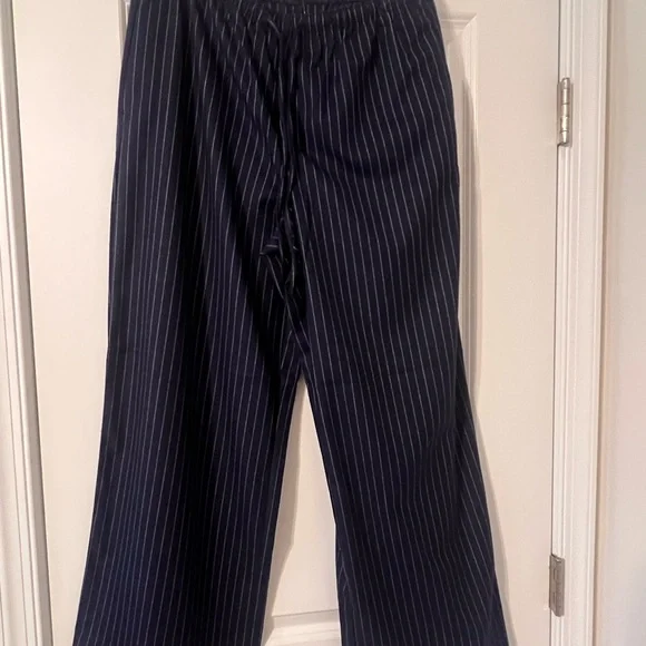 LOFT Navy and White Striped Pants - Picture 1 of 4
